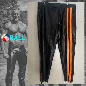 Ball Vegan Leather Patrolman Pants XL 36" waist 28" inseam 100% cotton with pu